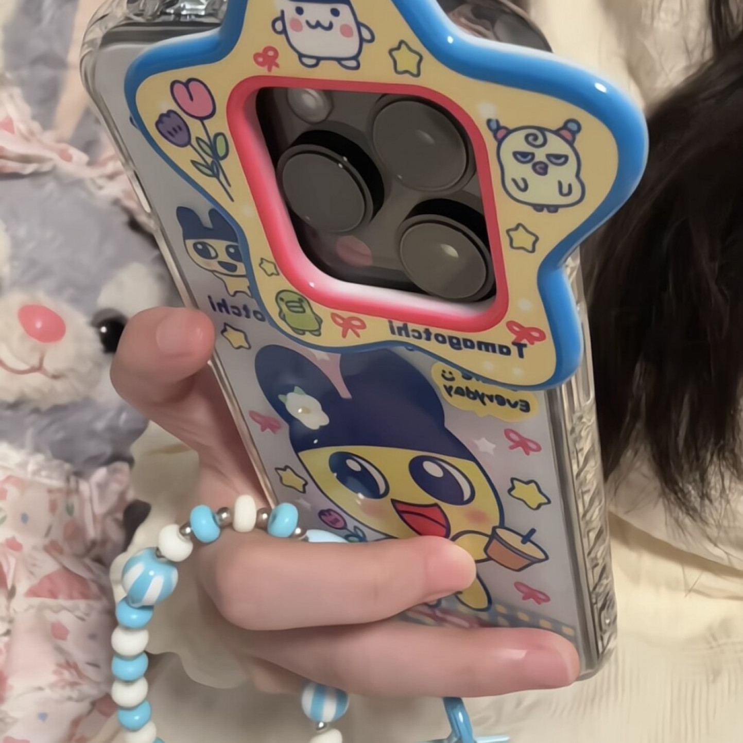 格纹奶茶麻美吉星星镜头框适用苹果17promax手机壳iphone16151413