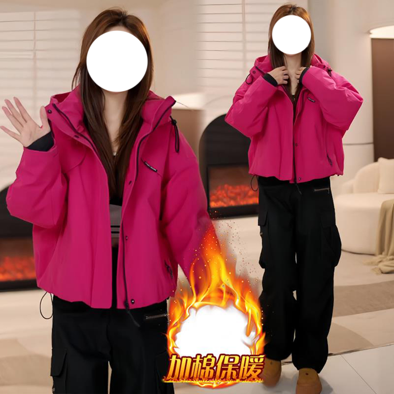 设计感休闲减龄连帽棉服女2025年冬季新款宽松时尚百搭长袖外套