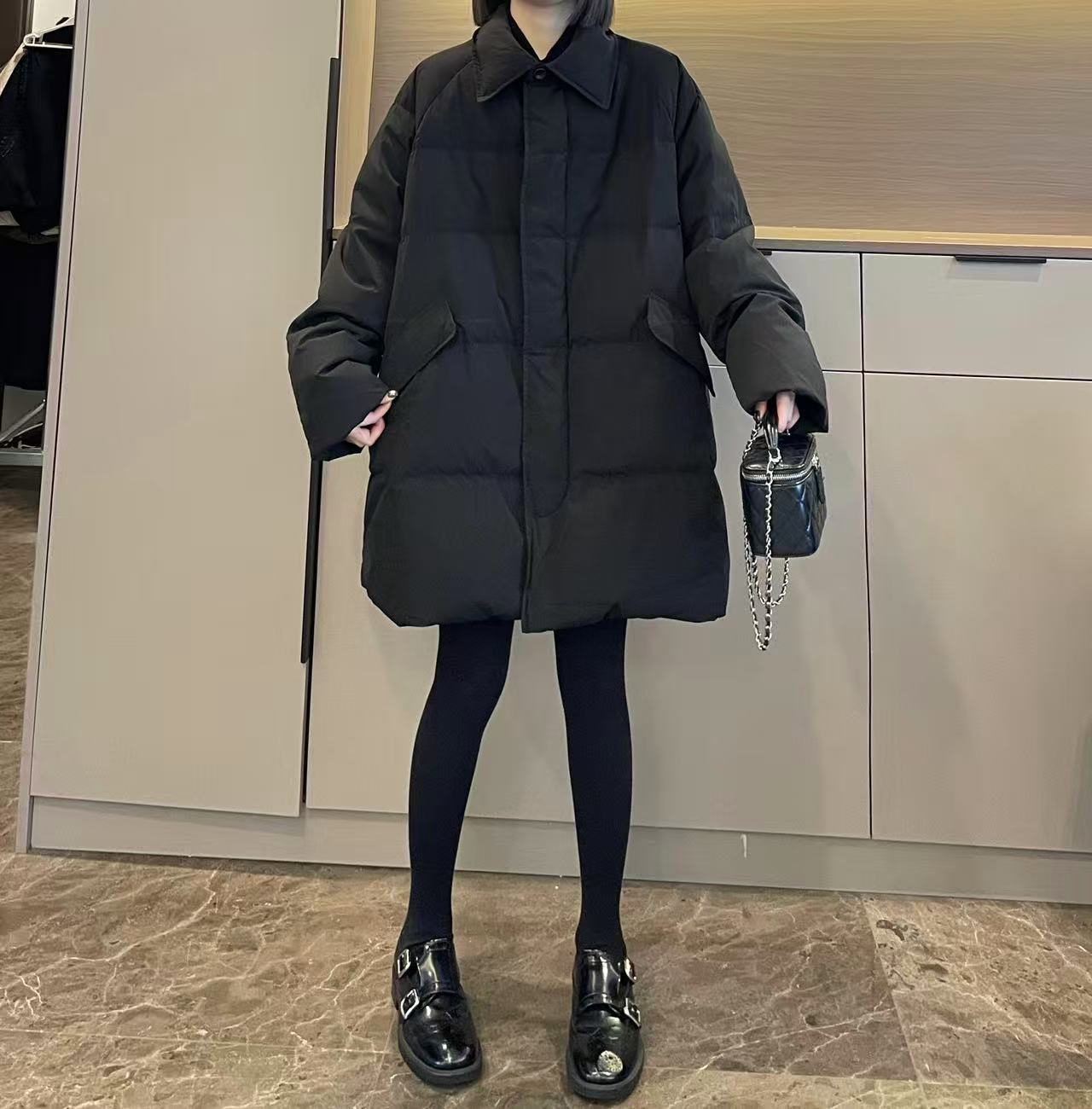 米可/MK-3056ZJ【高级感小翻领中长款羽绒服】时尚冬季新款羽绒服