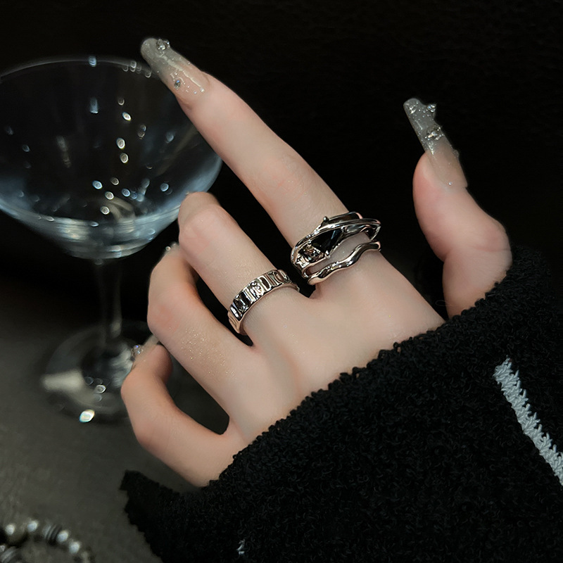 铜合金锆石戒指 可调节黄铜锆石时尚精品百搭ins风轻奢