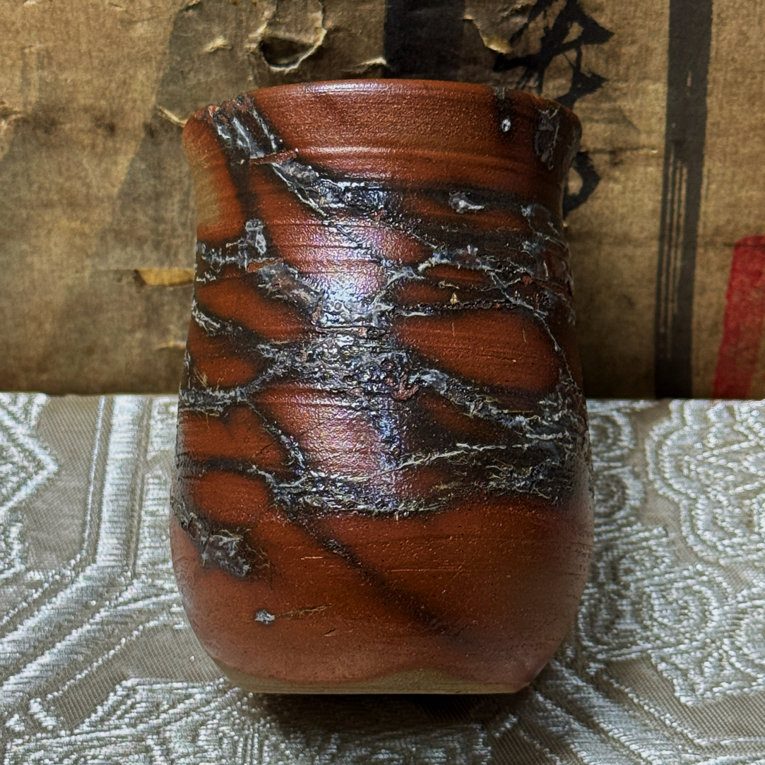 火襷挂藻·日本备前烧·绯红斑驳·大块窑汗·黑红侘寂·茶杯·水杯