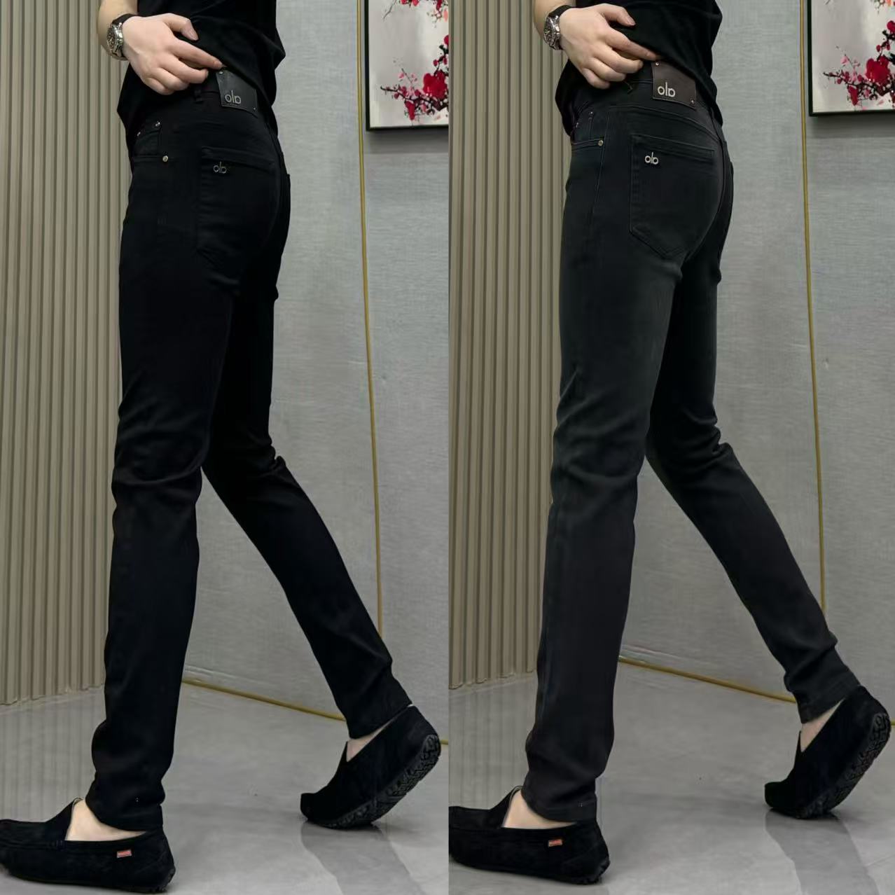 裤子男款2025新款高弹力黑色牛仔裤修身百搭hope88 废土牛仔风