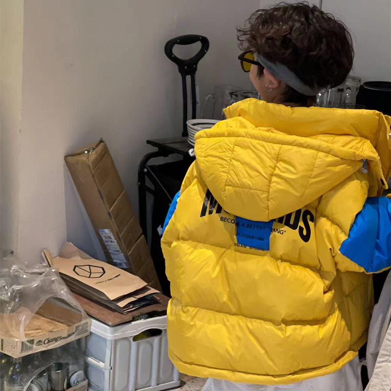 巴拉童年童装2026冬季新款撞色白鸭绒连帽羽绒服中大童保暖外套加