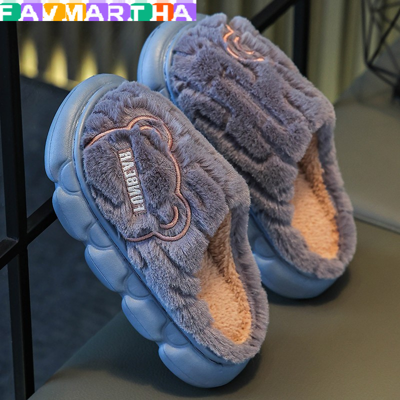 FAVMARTHA可爱小熊儿童棉拖鞋2025新款秋冬季室内亲子男女孩加绒