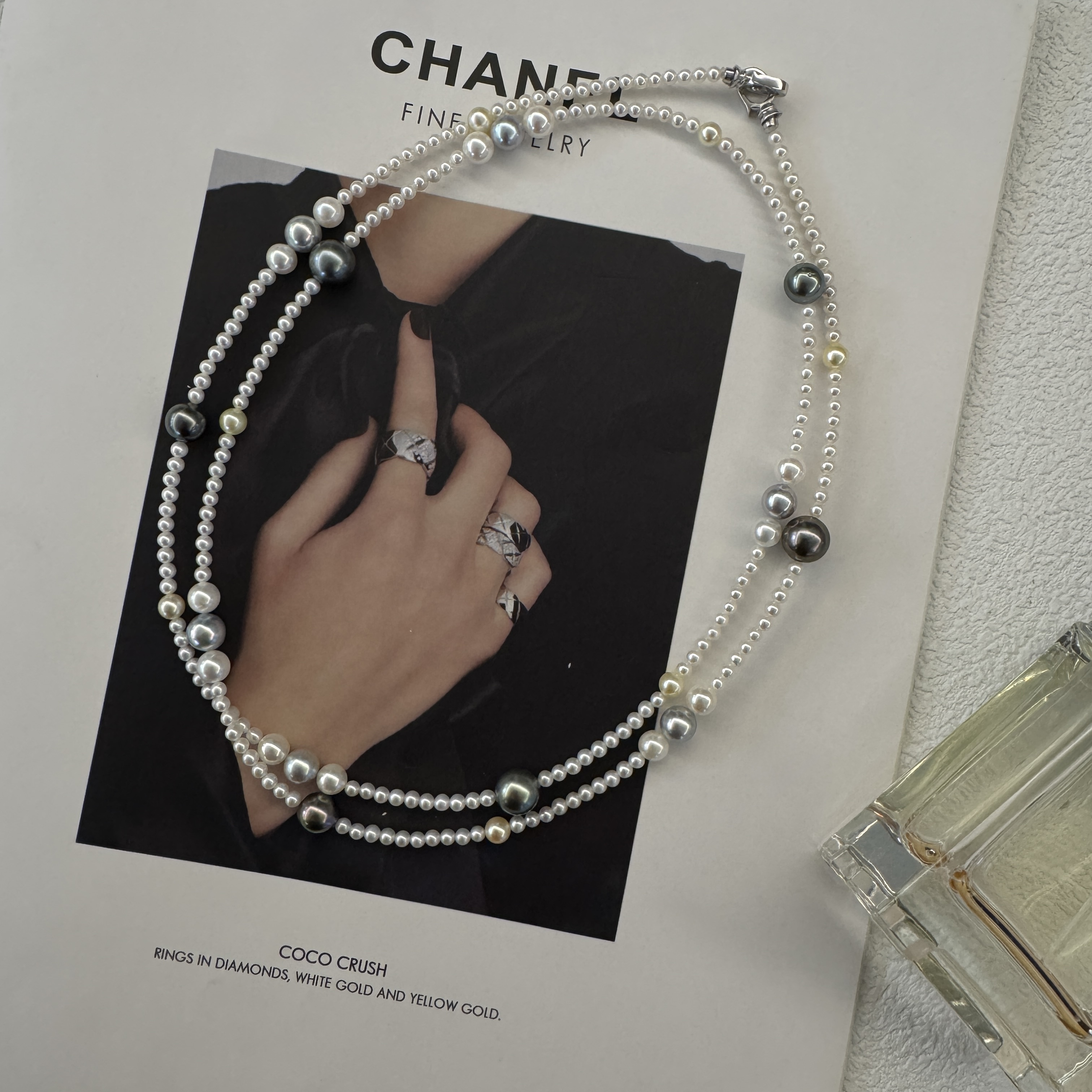 【珠纪儿】百变繁星海水珍珠设计款3-10mm长款毛衣链S925银