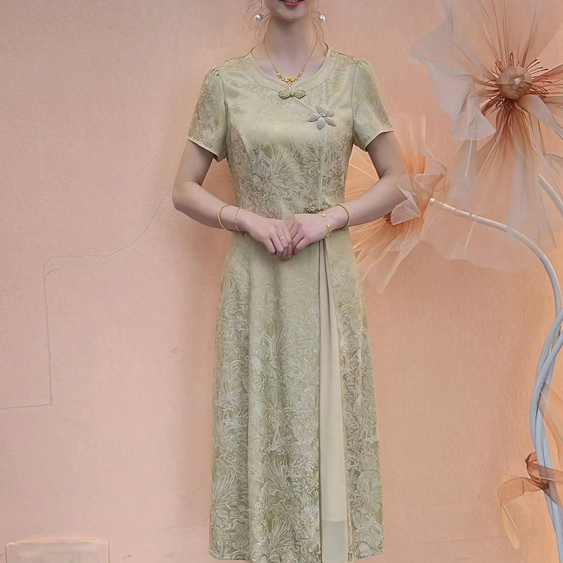 【典雅定制】夏季新款新中式高贵修身优雅显瘦复古洋气连衣裙