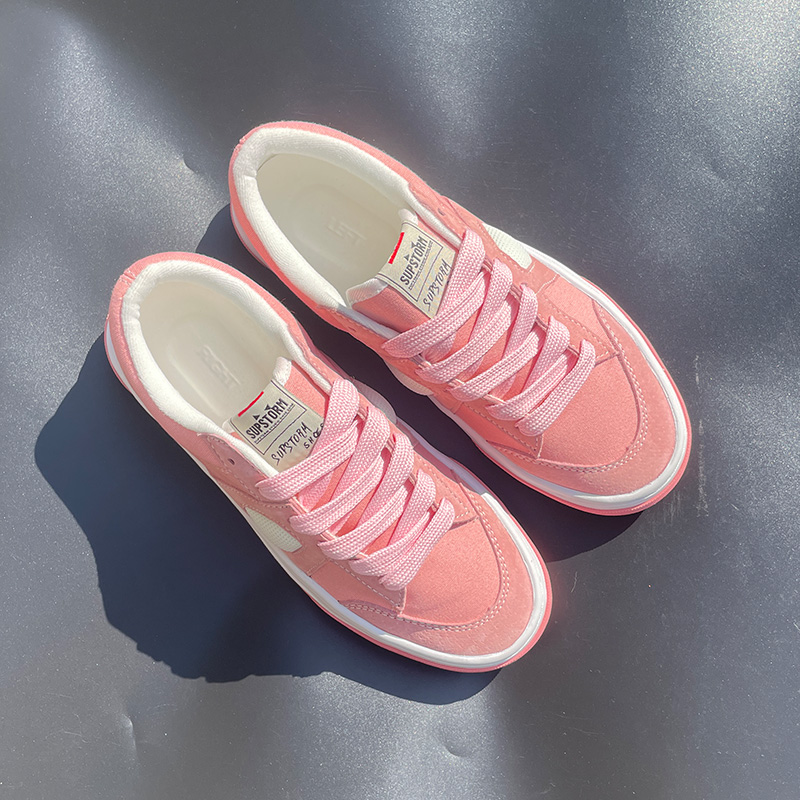 2025春秋新款粉红色休闲板鞋低帮夏季潮流帆布鞋男女同款运动板鞋