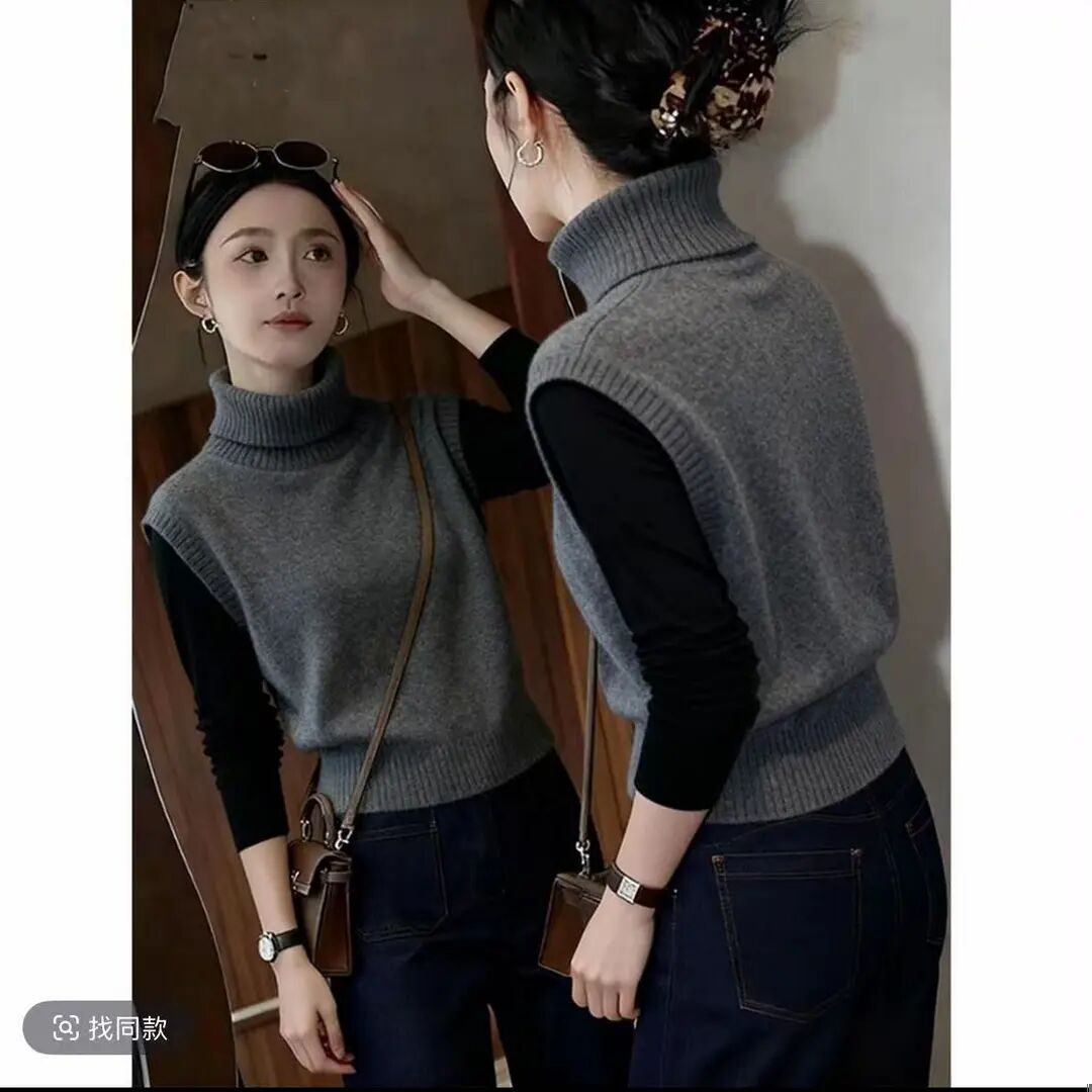 2025秋冬季新款痞帅炸街风女装高级感显瘦马甲针织毛衣百搭时尚