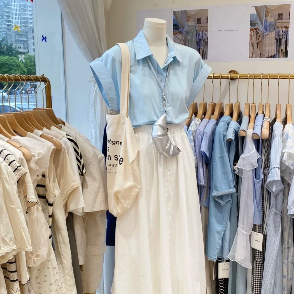 【清货100%纯棉】小个子短款夏季翻衬衫洋气小众衬衣纯色女装