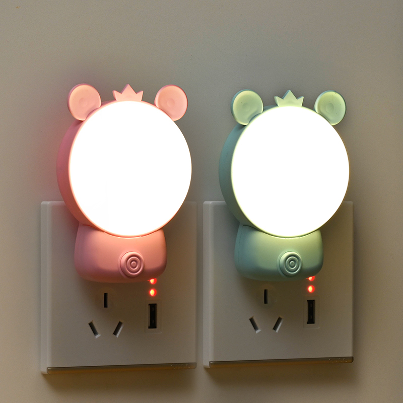 节能儿童声控感应氛围灯喂奶床头灯创意插电家用小夜灯卧室睡眠灯