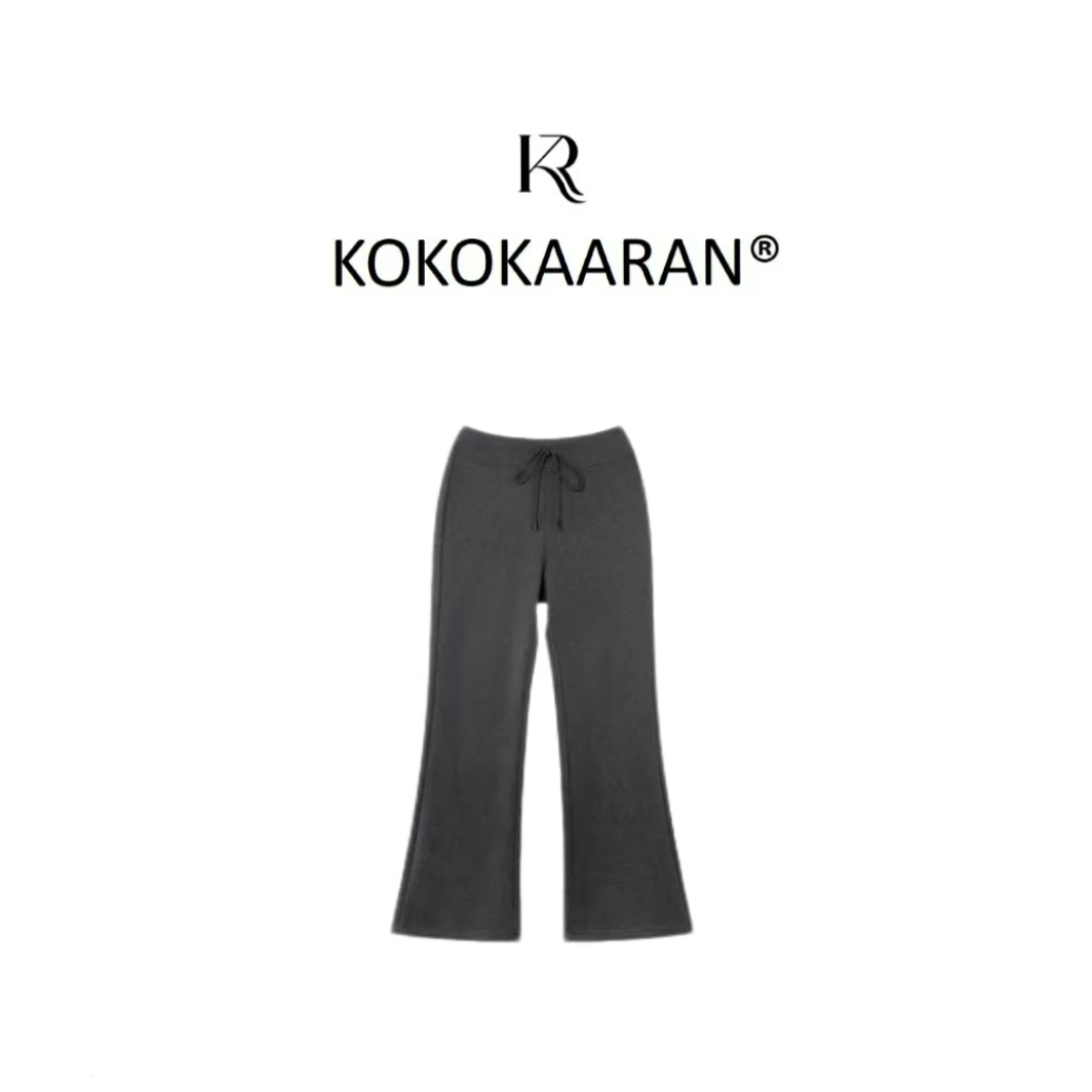 kokokaaran/可可咔伦"女神裤"纯色抽绳微喇休闲裤 SH250775