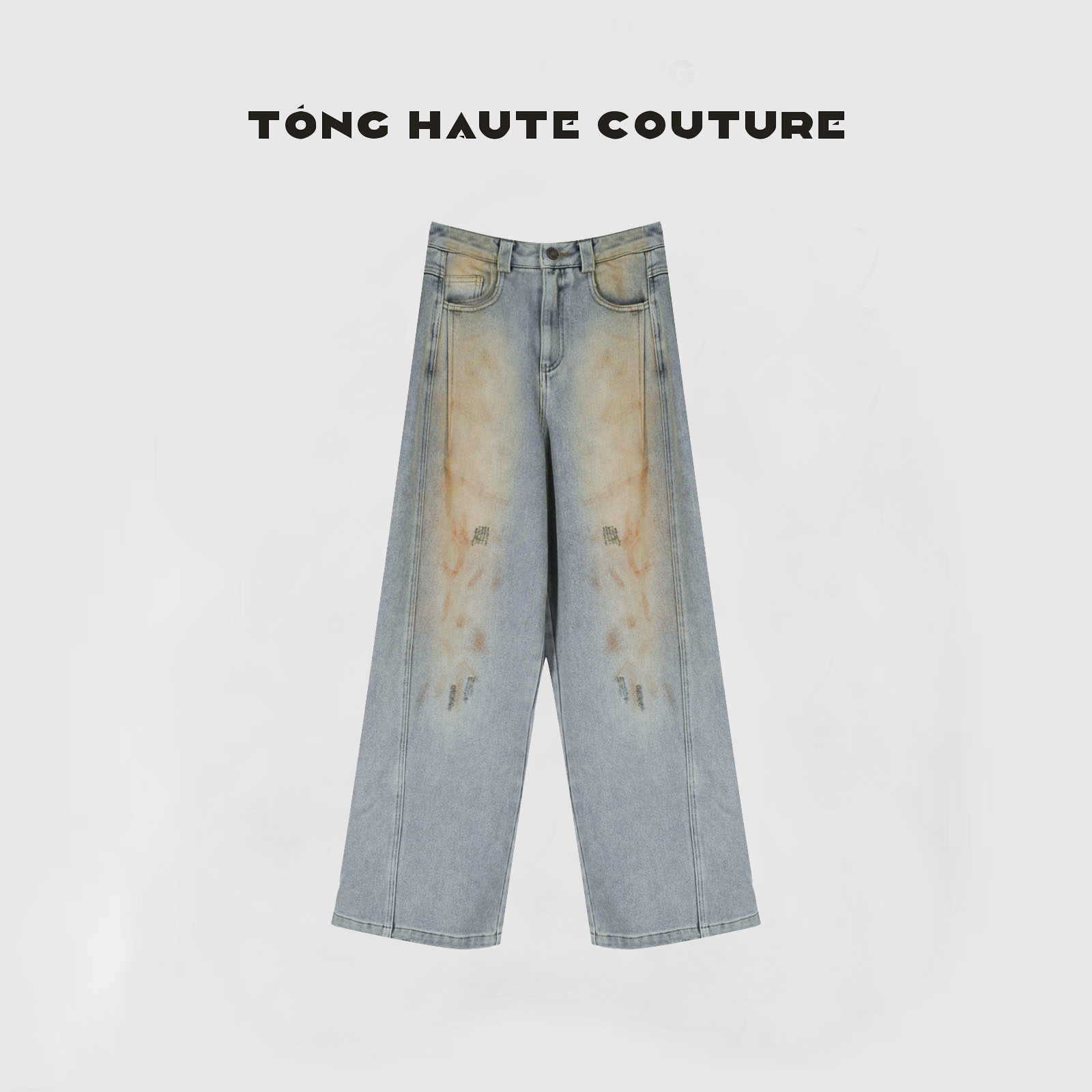 【惜曦】冬季新款印染水洗设计师款百搭加绒加厚牛仔裤 YK178