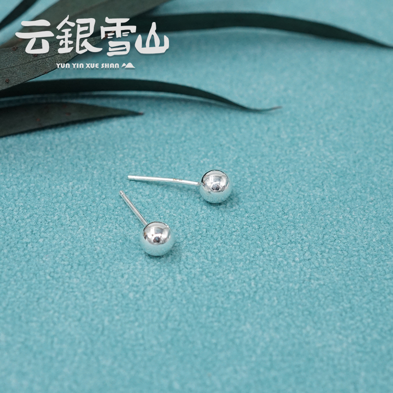 云银雪山 足银耳饰 银珠耳钉 流行新款时尚百搭耳饰  JR87
