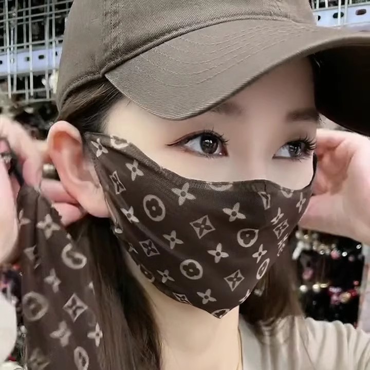 【升级薄纱材质】夏季薄款透气口罩女高颜值2025新款老花冰丝防晒防