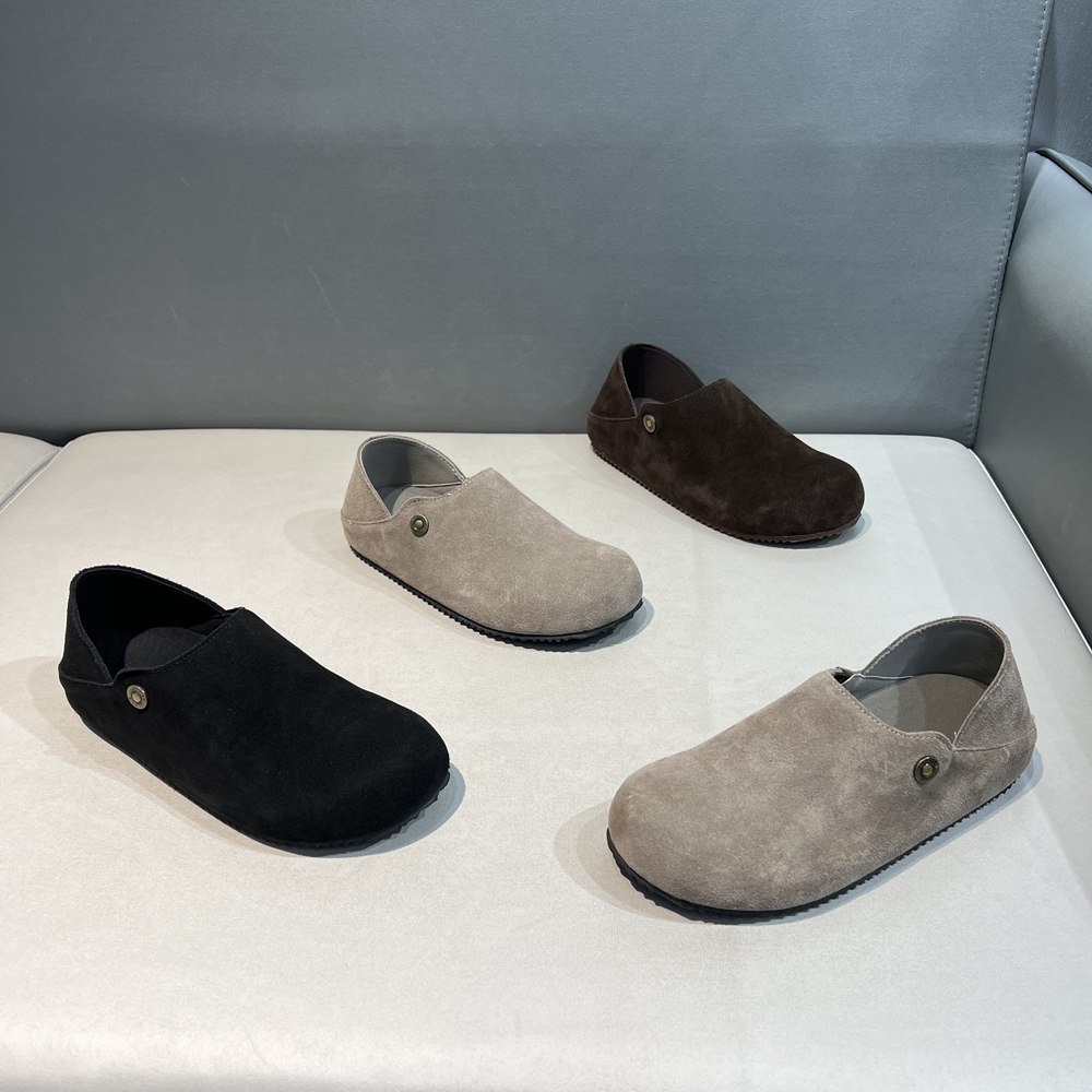 真牛皮翻毛皮一脚蹬勃肯鞋时尚运动百搭软底舒适简约潮流休闲鞋男