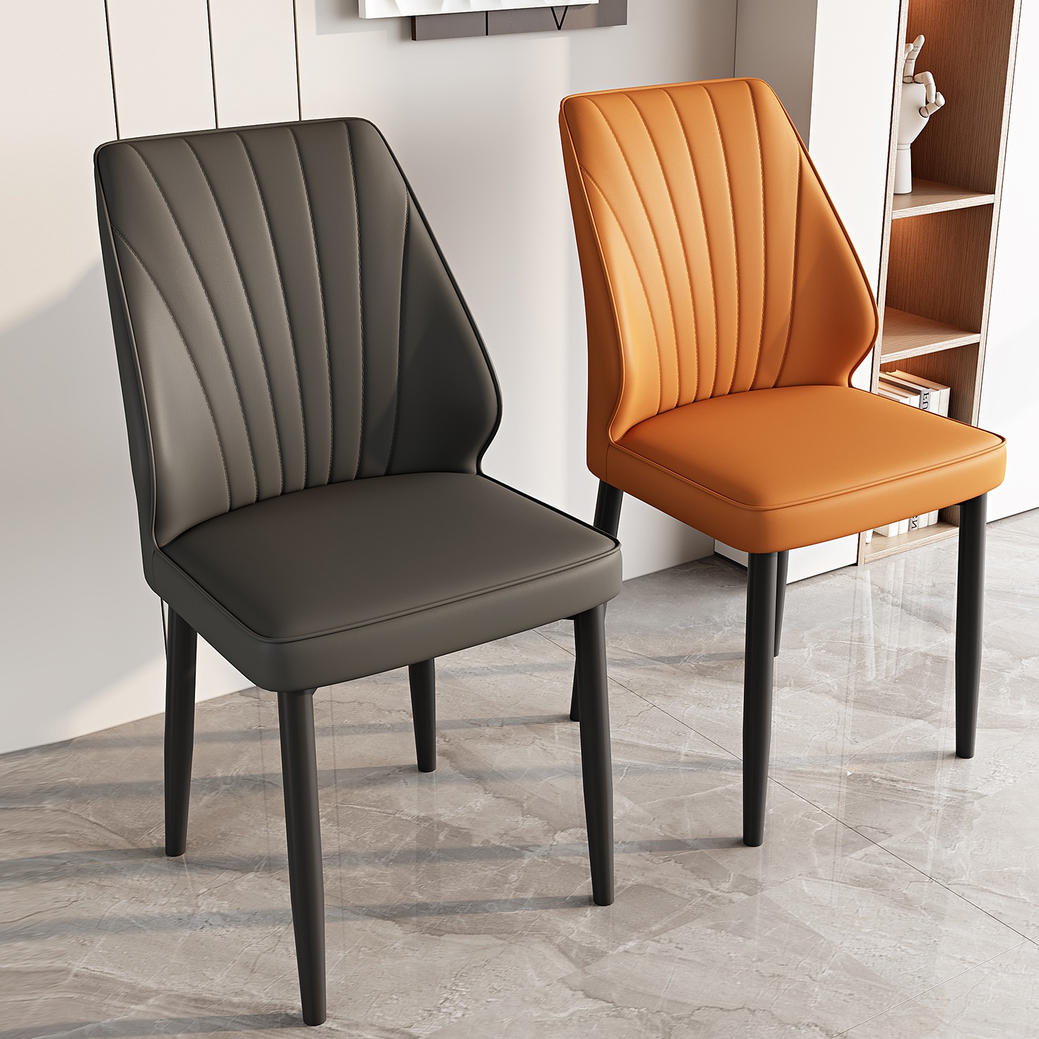 北欧轻奢风商务洽谈椅人体工学设计简约现代多功能家用办公餐椅