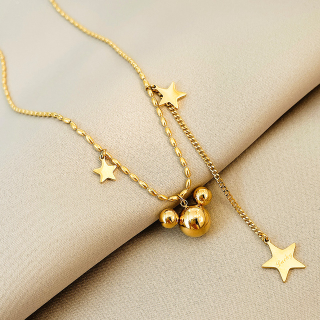 老凤祥足银小米老鼠项链女小众设计师可爱ins网红时尚锁骨链钛钢