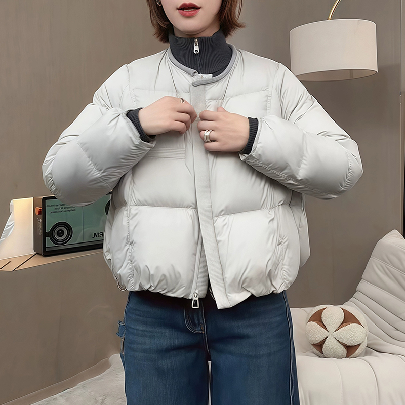 高级感圆领棉服女2025冬季新款巨好看宽松显瘦加厚保暖减龄棉衣潮