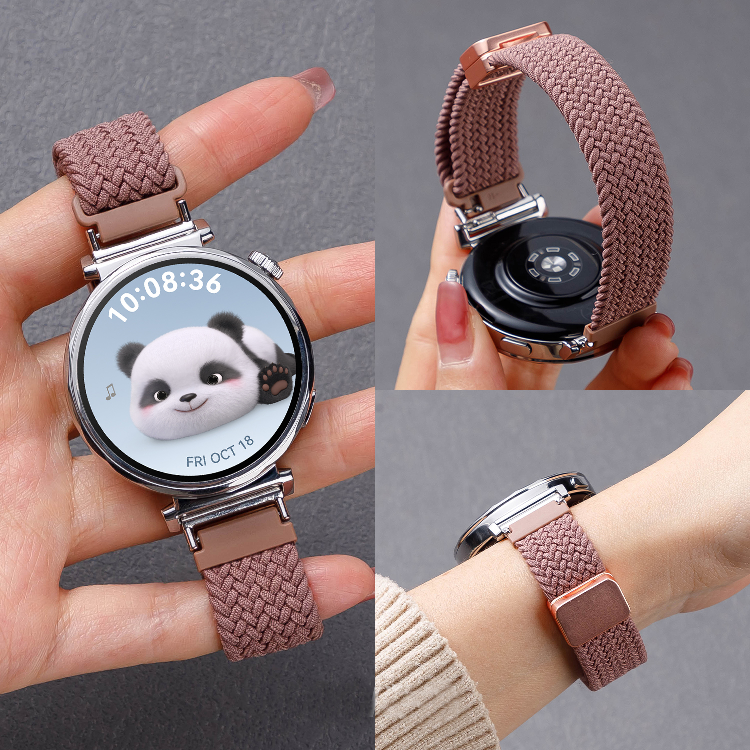 欣成适用华为GT5/GT4表带女GT3/GT2时尚GT5Pro编织尼龙磁吸扣表带