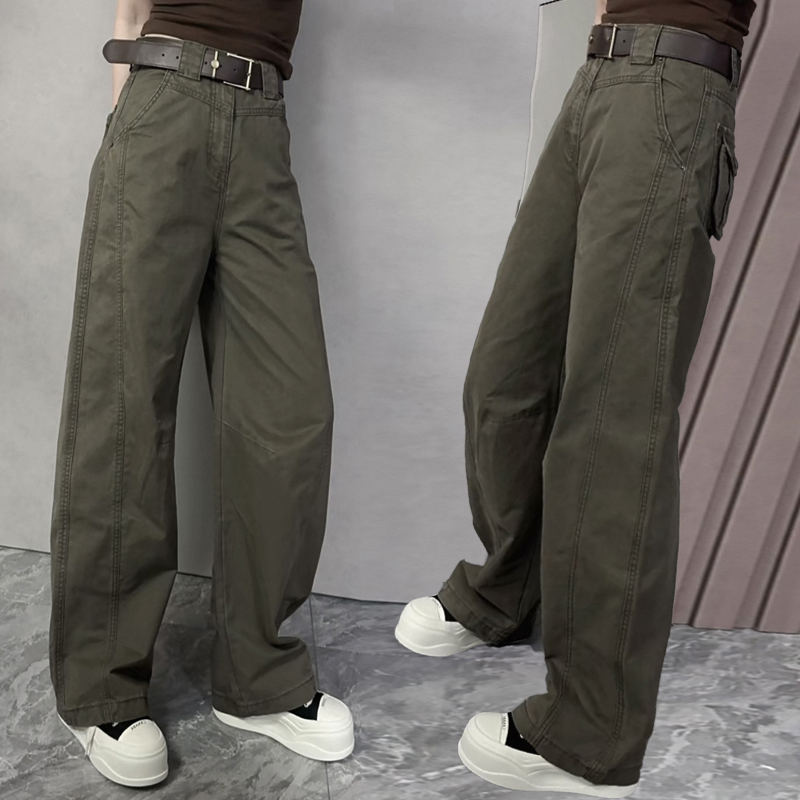 爆款窄版美式工装裤女2025春秋新款高腰显瘦炸街酷飒登山裤运动裤