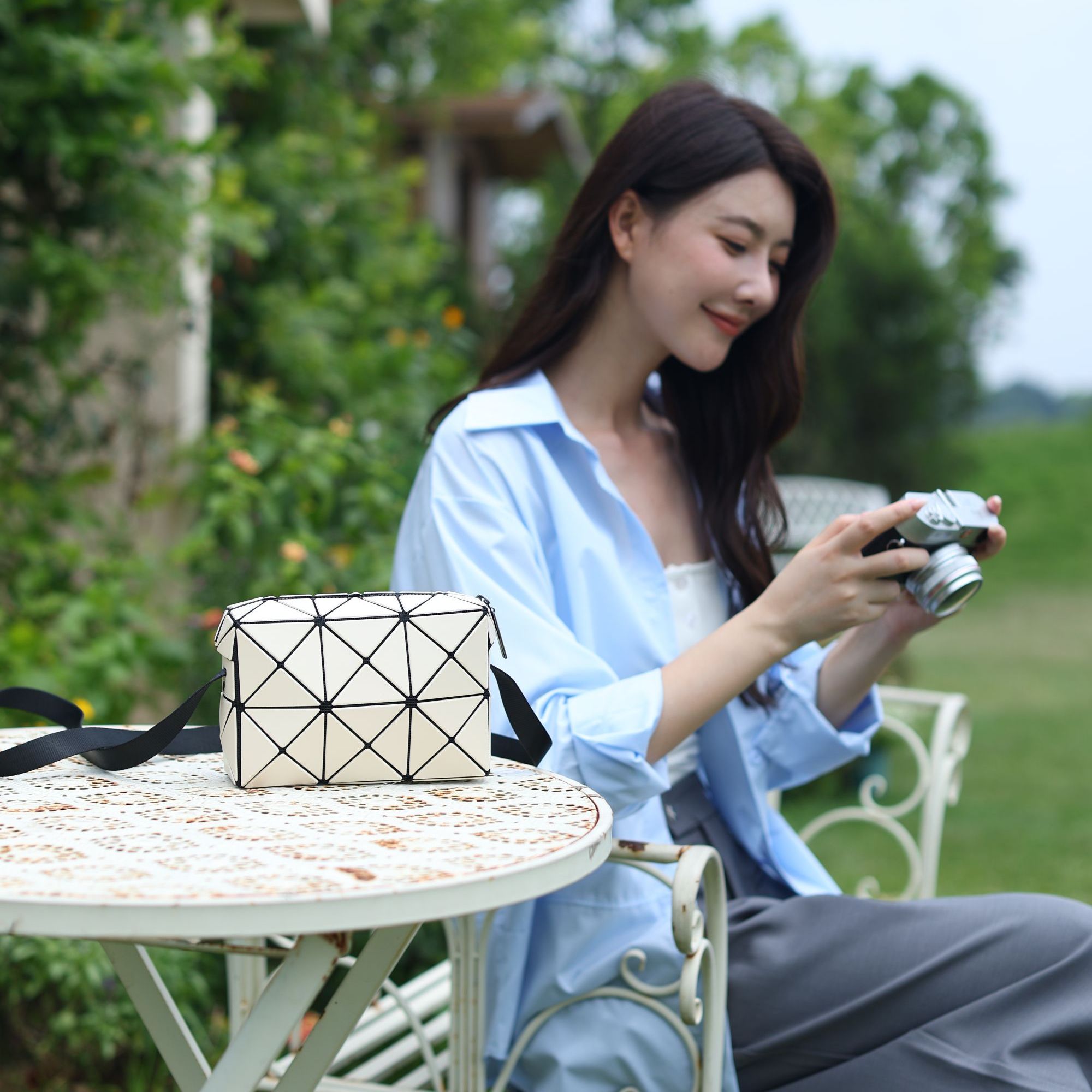 【风格丘比特斜挎包单肩】明星同款菱格女包简约磨砂哑光小包（412）