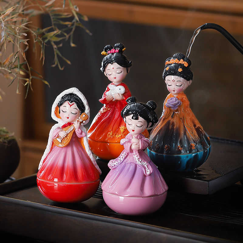 古风四大美人不倒翁变色茶宠摆件手办茶玩茶虫创意茶台桌面装饰品