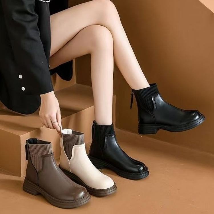 短靴女靴子2025秋冬季新款切尔西靴英伦风显瘦瘦靴复古厚底马丁靴