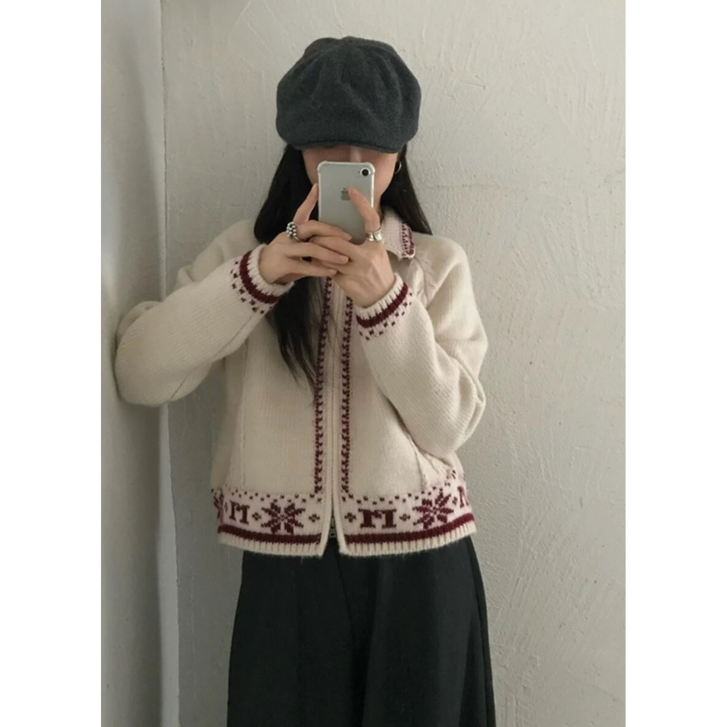 法式翻领拉链蓝色毛衣外套女秋冬季加厚保暖慵懒风高级感针织开衫