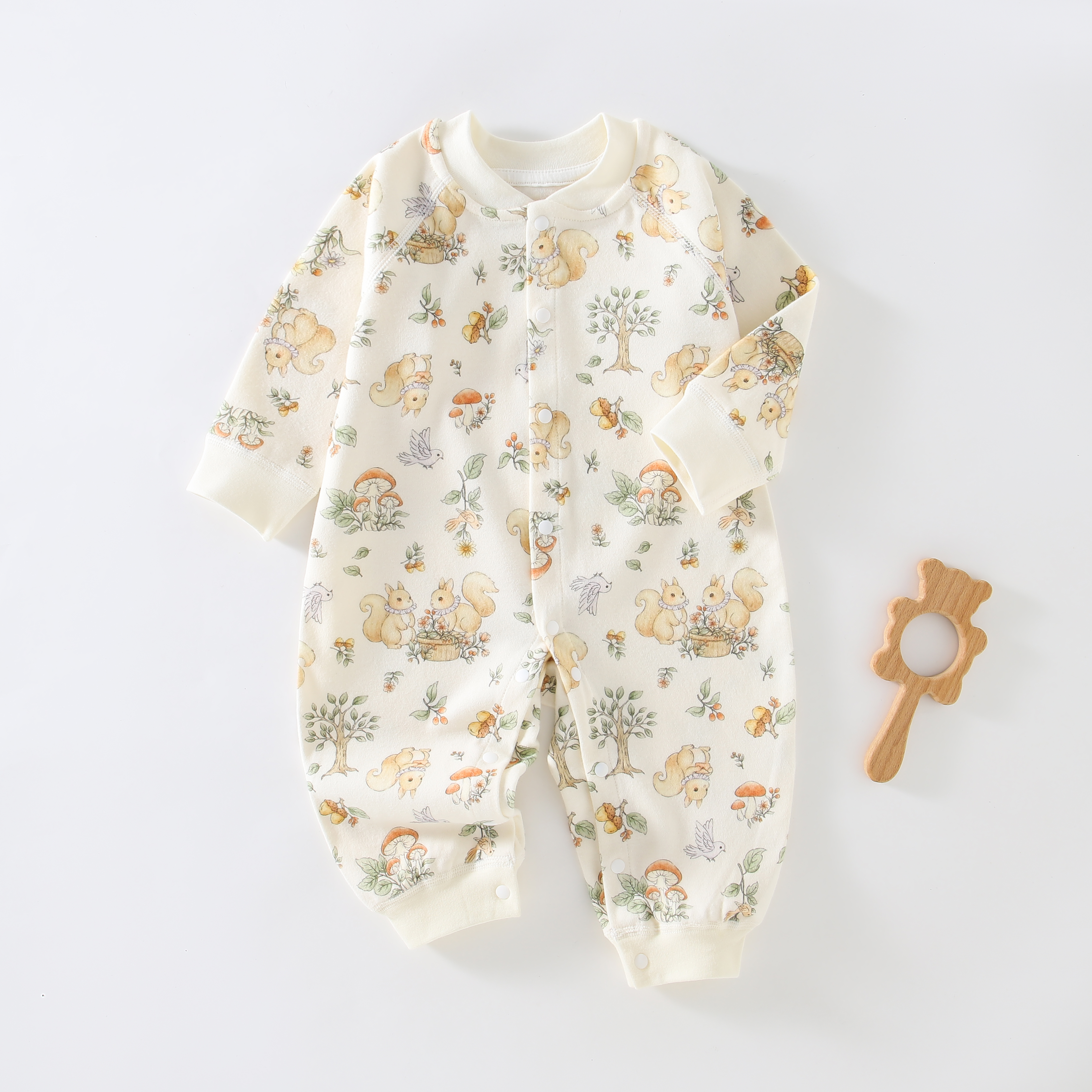 A类纯棉长袖新生婴幼儿春秋宝宝爬服男女宝通用哈衣长爬新生护肚