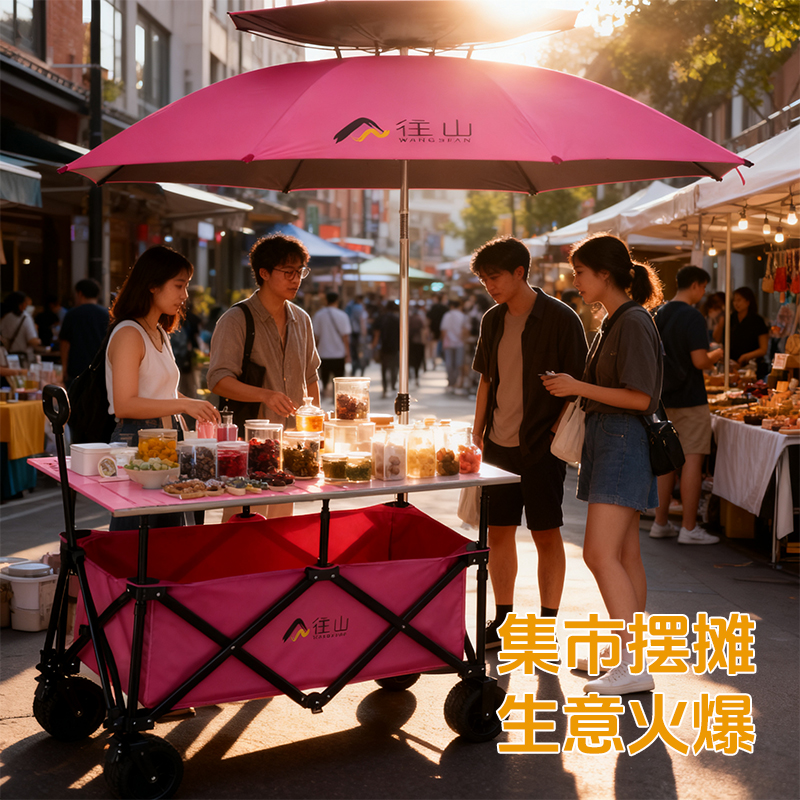 户外摆摊车露营推车便携折叠升降桌板超大地摊夜市小推车可拉拖车