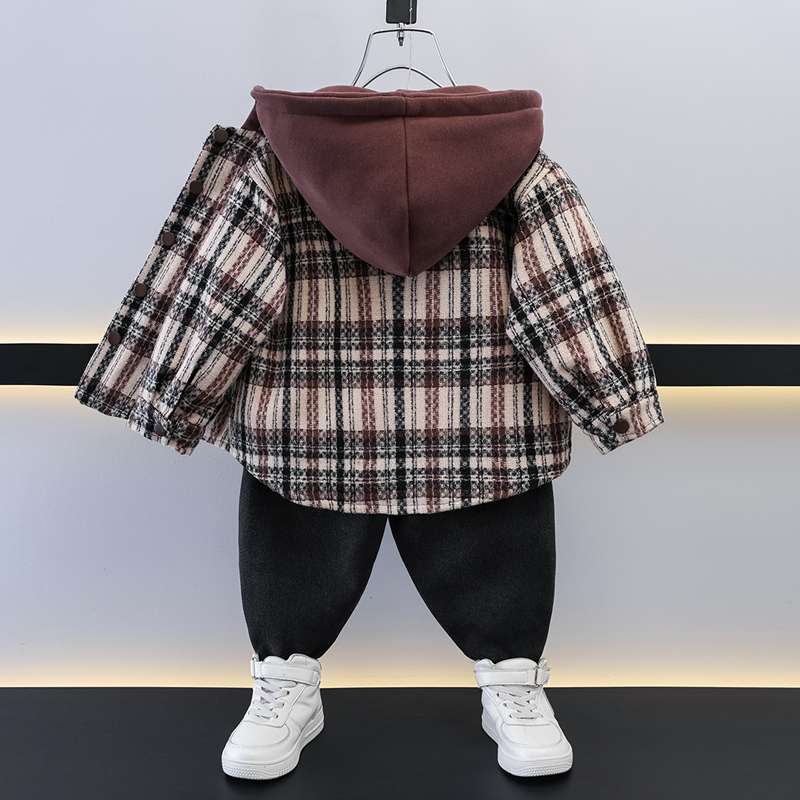 日本男童妮子外套秋冬款时髦帅气宝宝棉衣夹棉加厚儿童秋装二棉棉