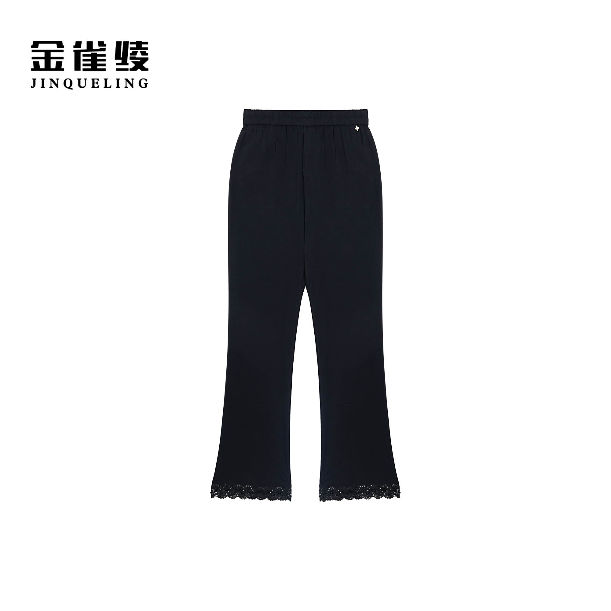 金雀绫【人鱼裤】简约设计微喇烫钻加宽加大女装九分休闲裤SZA1K152