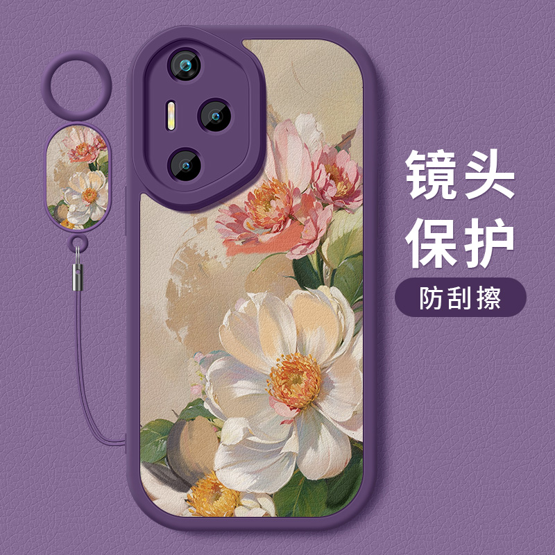 油画花卉适用华为荣耀400手机壳新款honor400pro小羊皮硅胶保护套
