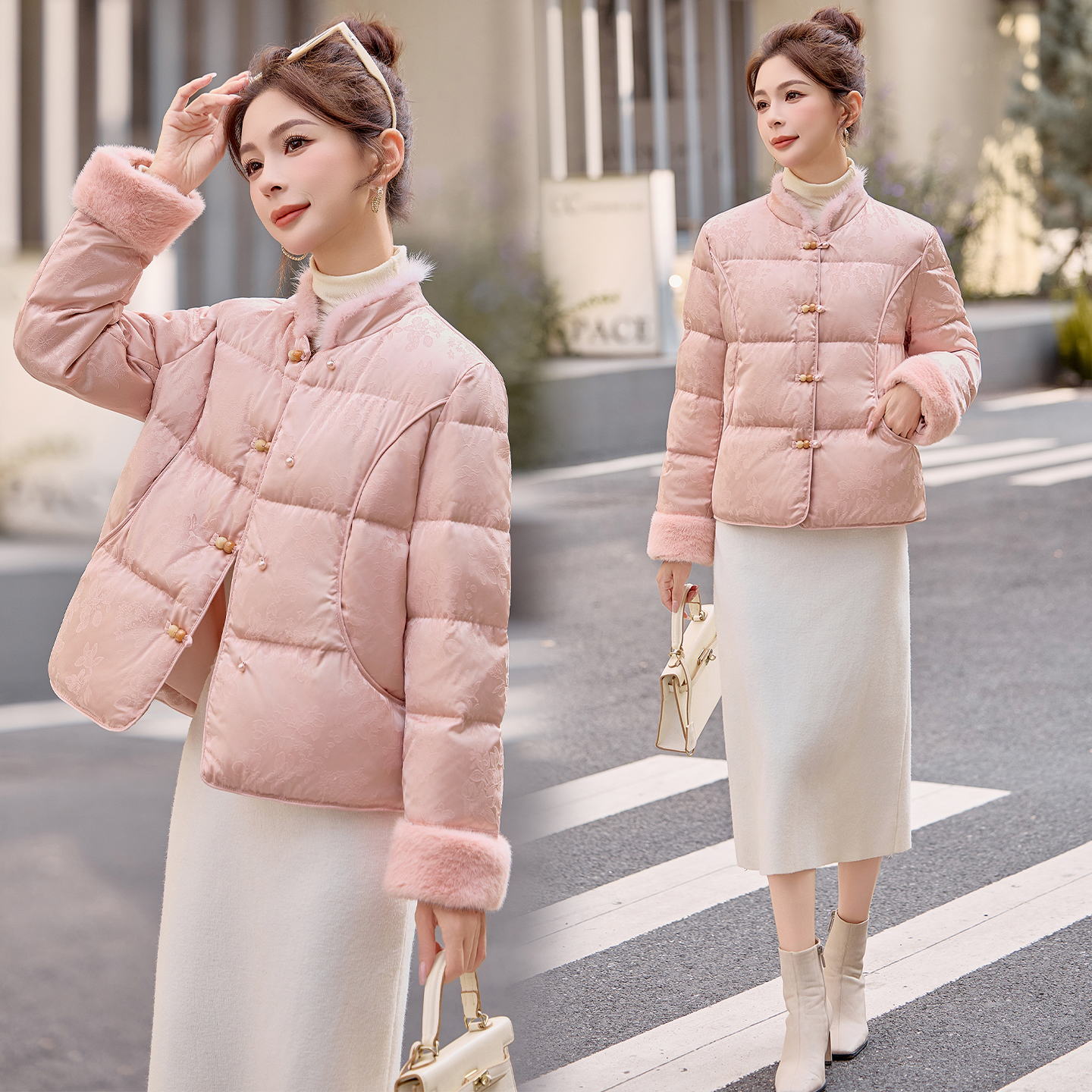 新中式国风羽绒服女2025冬季新款高级感气质减龄盘扣短款保暖外套