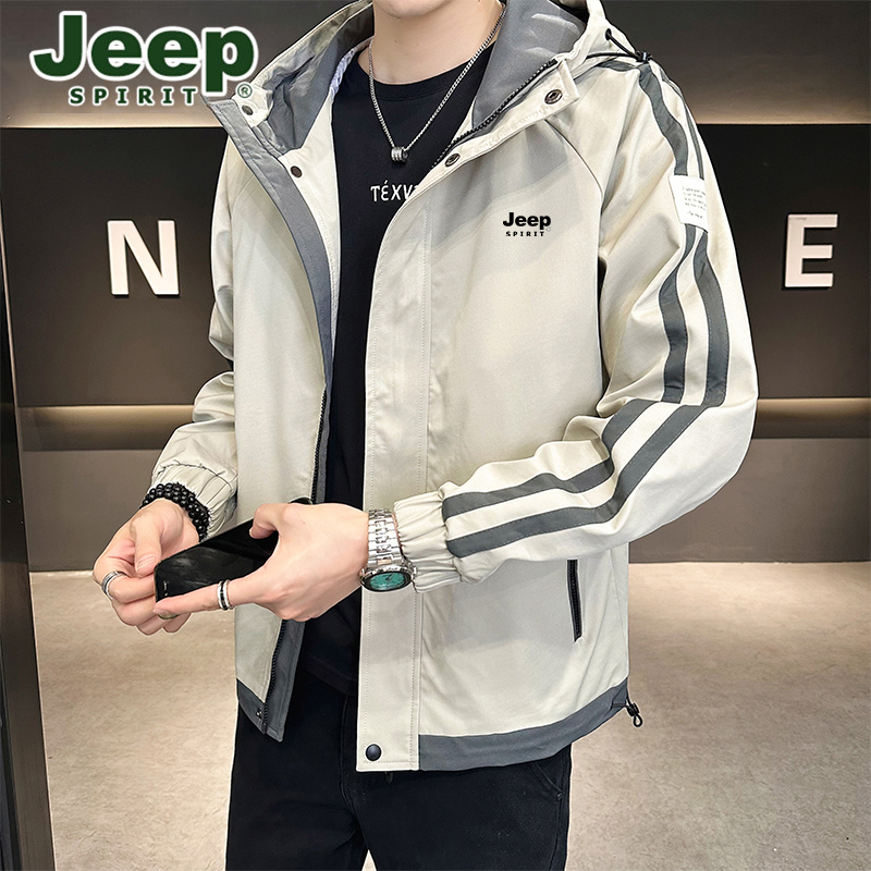 JEEP吉普外套男装秋季款爆款2025新款连帽工装运动休闲男士夹克男