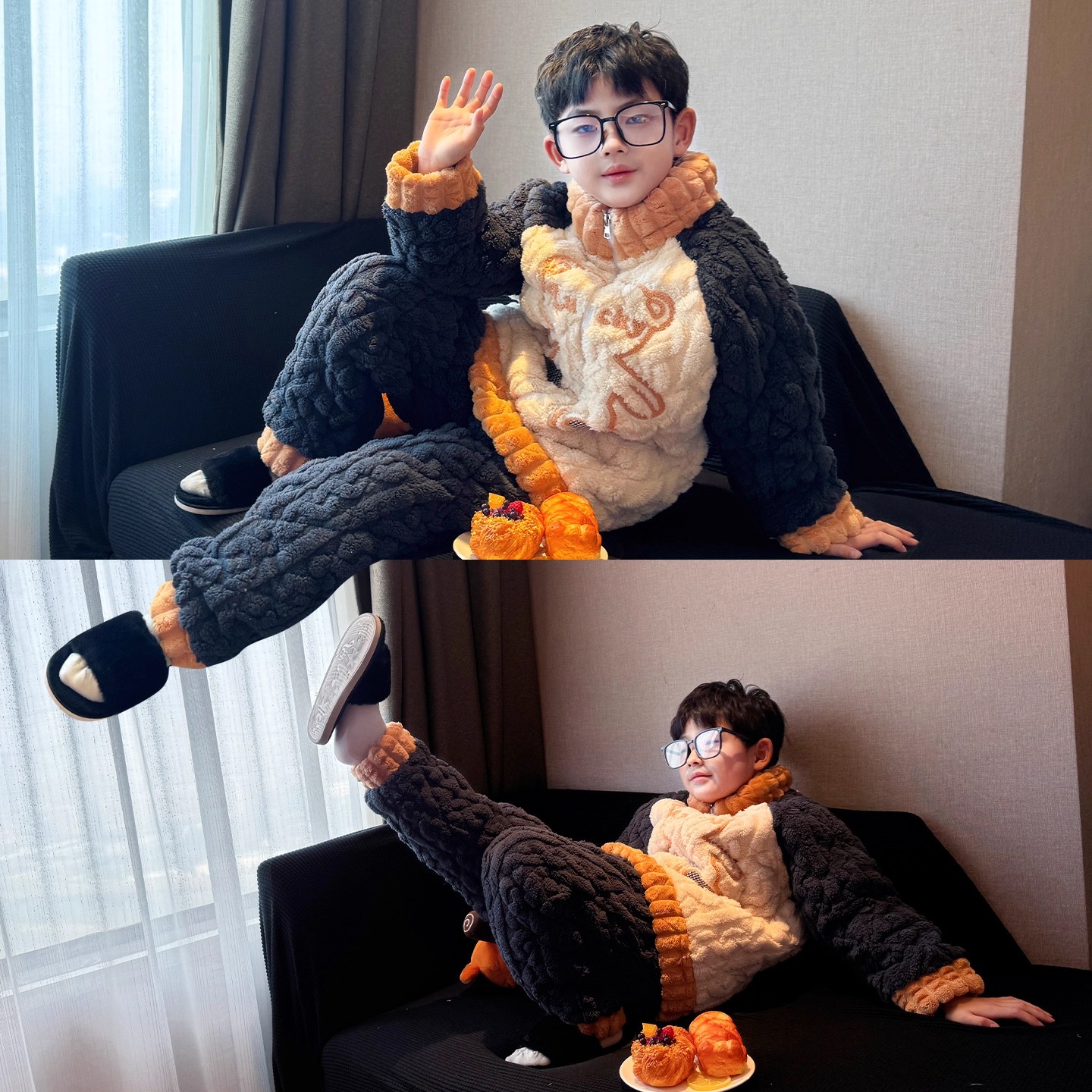 男童保暖睡衣套装2025男孩冬装爆款珊瑚绒家居服儿童冬季加绒加厚