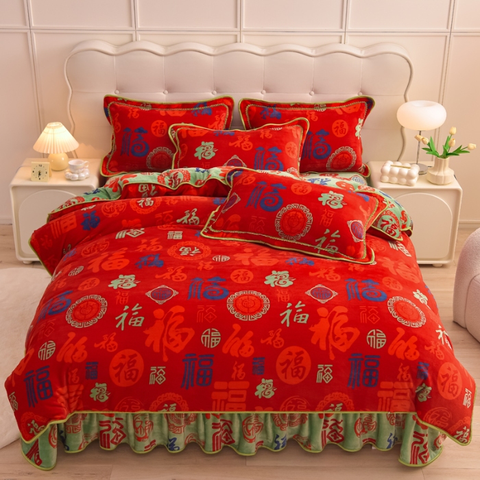 2025新款牛奶绒四件套加厚加密防静电套件双面绒加绒