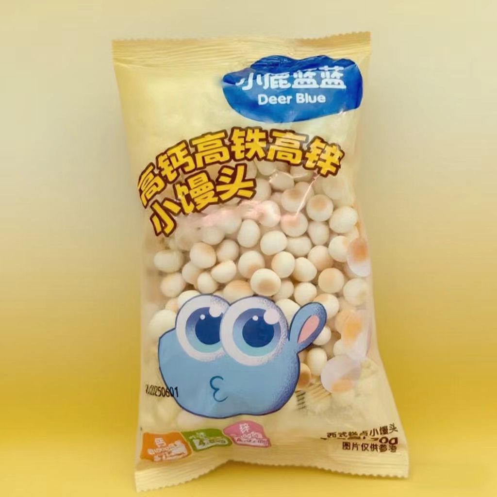 小鹿婴儿蓝蓝高钙高铁高锌小馒头70g宝宝零食饼干奶香溶豆小馒头