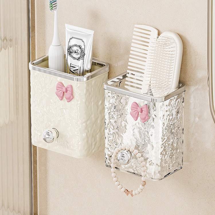 梳子置物架壁挂免打孔卫生间浴室洗漱台墙上牙膏牙刷剃须刀收纳筒