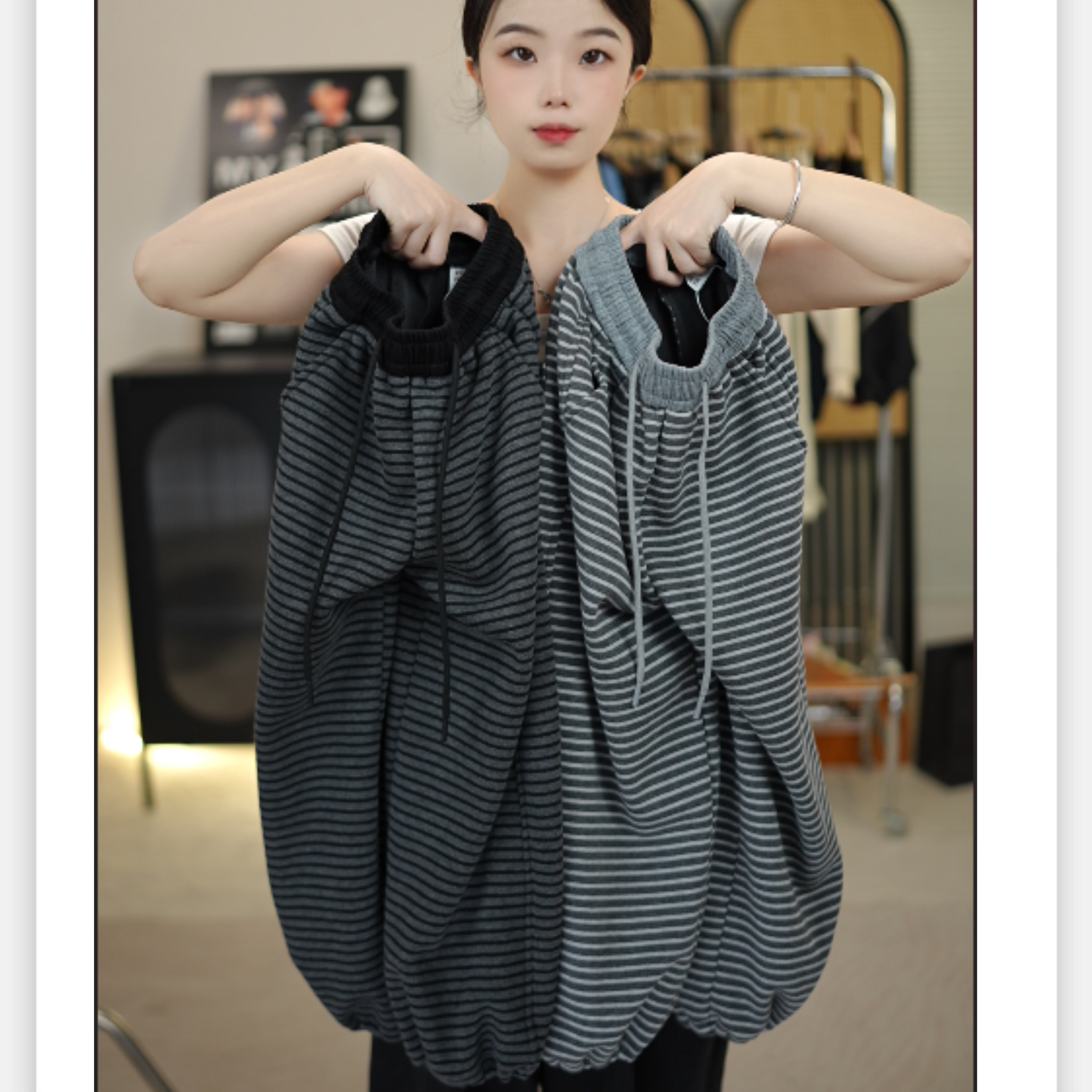 儿童时尚条纹卫裤2025秋冬新款长裤中大童冬装休闲宽松加绒运动裤