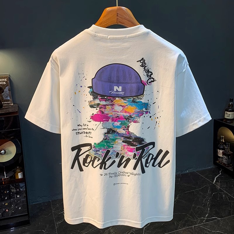 Moleubak 2025年新款短袖T恤男舒适透气柔软ins刺绣印花休闲体恤