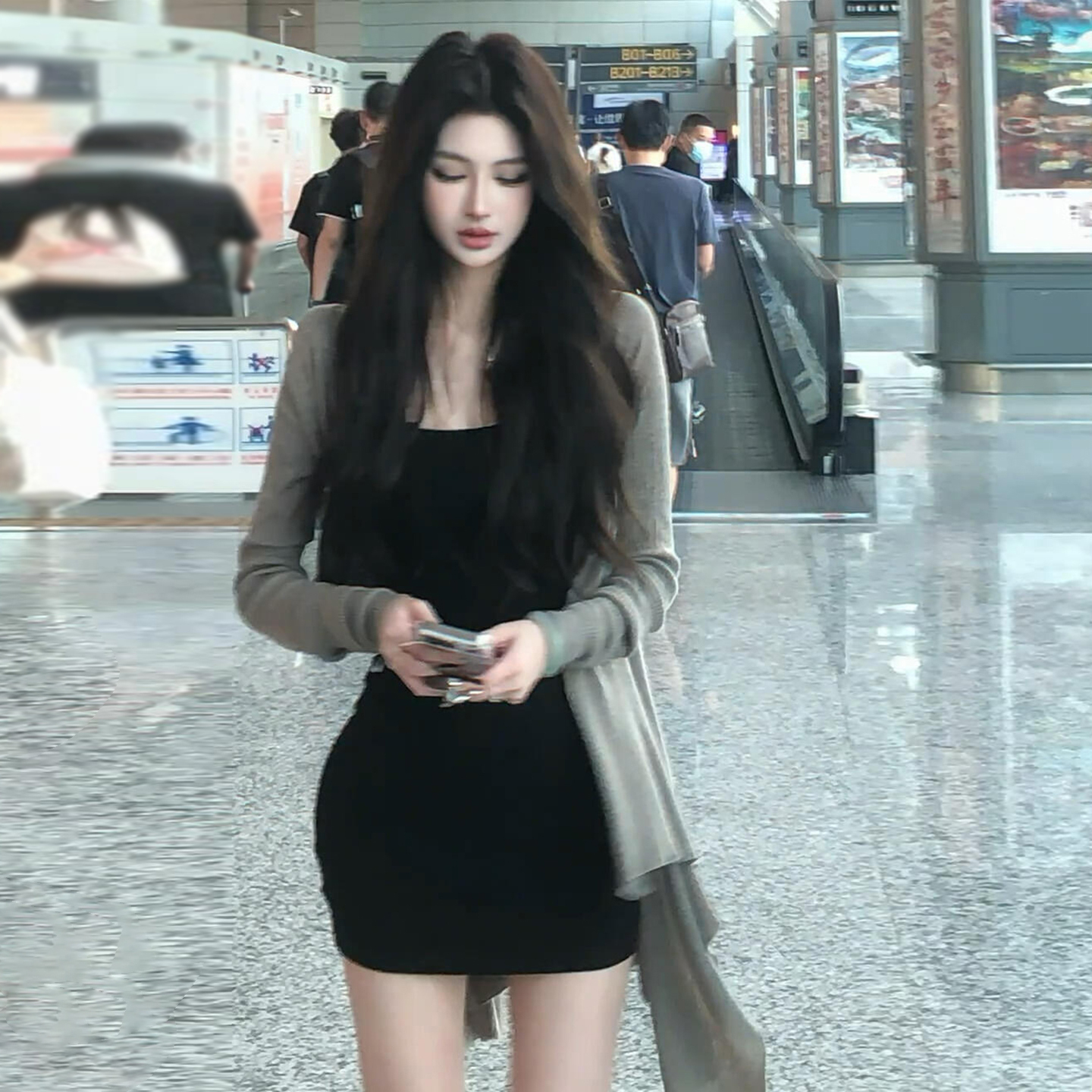 灰色不规则针织开衫外套女秋季穿搭2025新款吊带外搭高级感配裙子