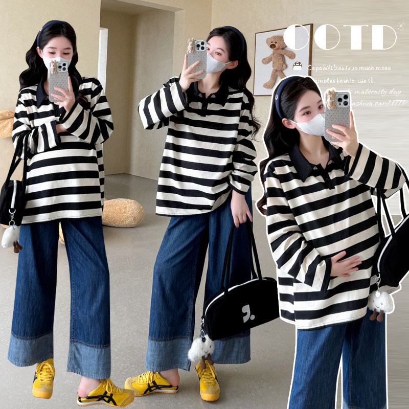 秋季孕妇装时髦洋气秋冬新款孕妇休闲领时尚休闲宽松恤卫衣