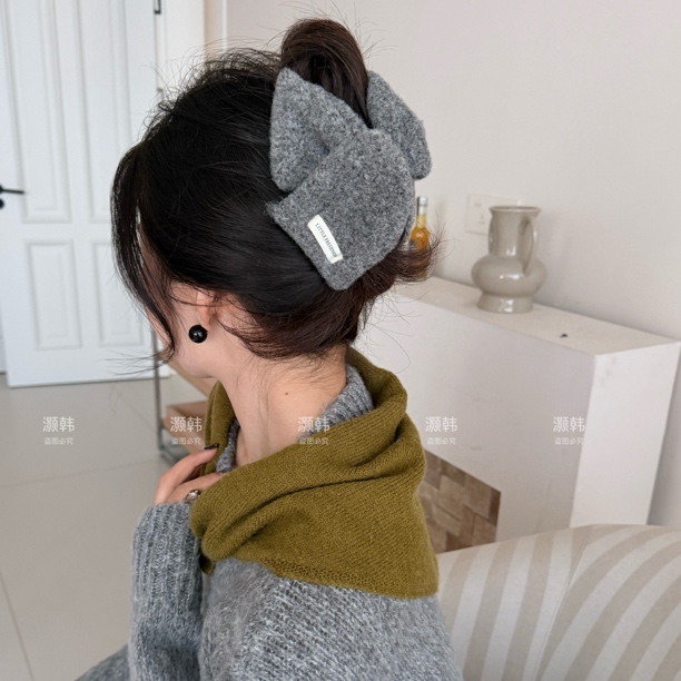 加厚毛呢三角抓夹！韩系秋冬饱满后脑勺简约三角盘发鲨鱼夹发饰