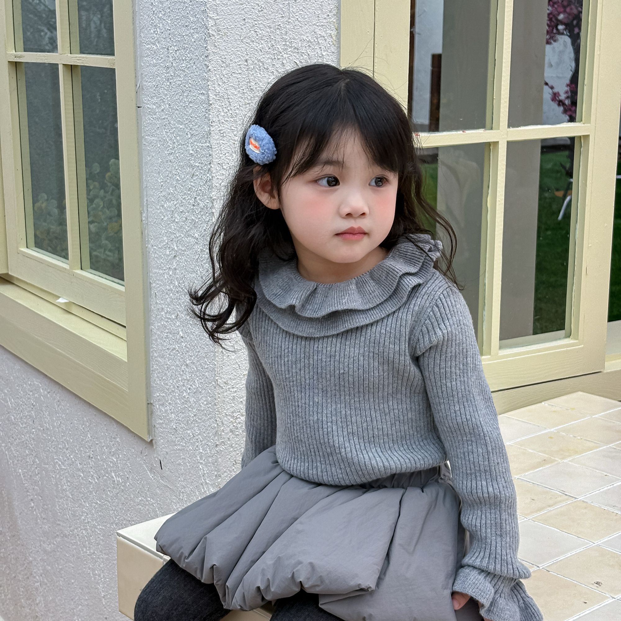 【鱼子酱】86206MY双层翻领打底毛衣鱼中小童女童童装