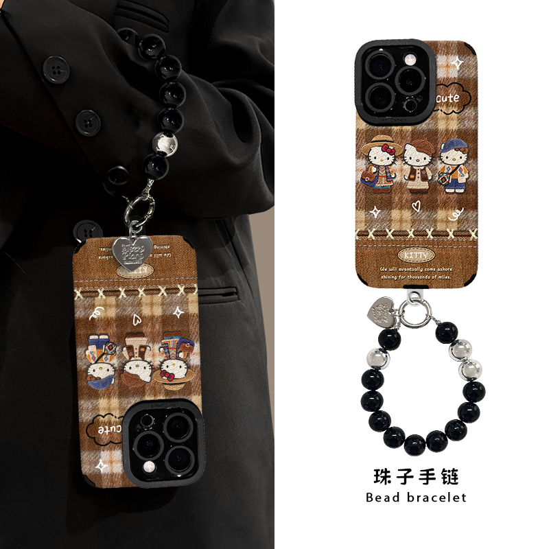 复古小猫适用苹果17pro华为vivo/oppo小米iPhone15瞳眼羊皮手机壳