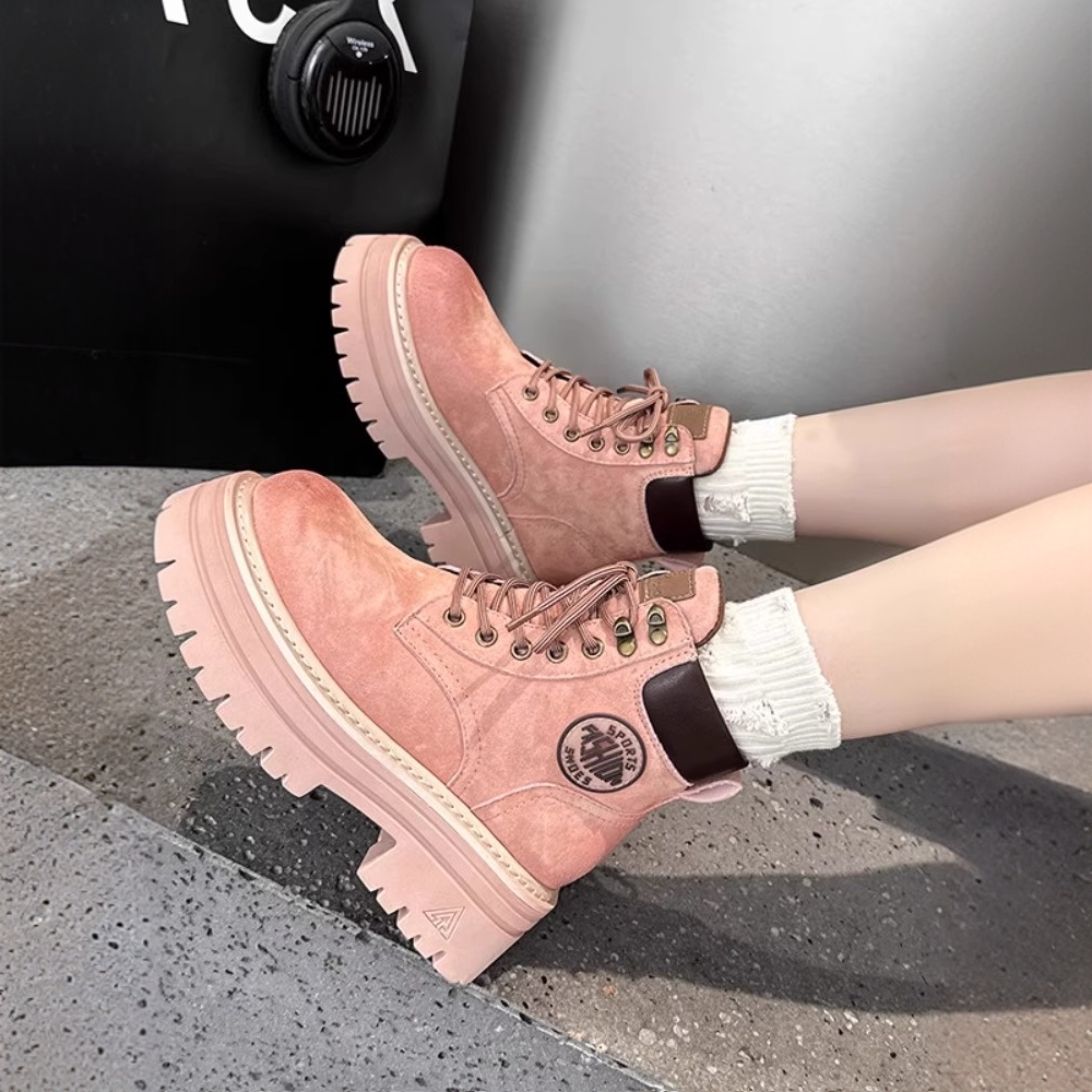 【万达撤柜】厚底英伦风马丁靴女2025新款夏秋爆款大黄靴子工装短靴