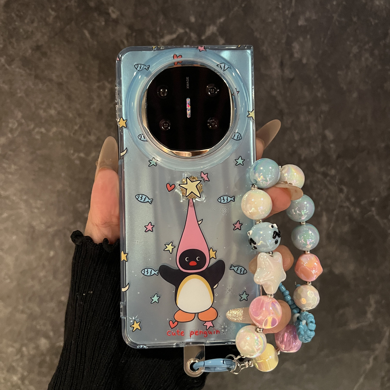 卡通可爱企鹅小鱼适用华为matex6折叠屏手机壳matex5典藏版趣味女