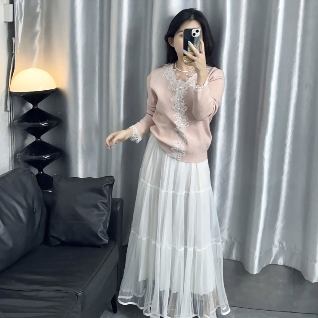 【虎妹推荐】小个子重工甜美v领针织上衣