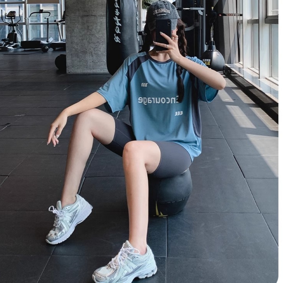 跑步套装女上衣夏季休闲大码宽松短袖T恤健身训练速干瑜伽服罩衫